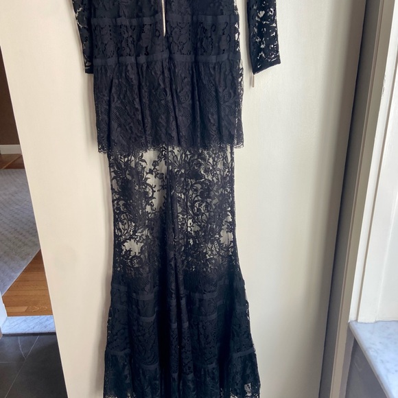 Elie Saab Black Long Sleeve Lace Gown - Picture 8 of 10